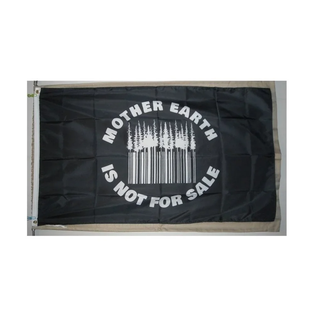 Mother Earth Is Not For Sale 3'x5' black horizontal Flag Banner Water Protectors